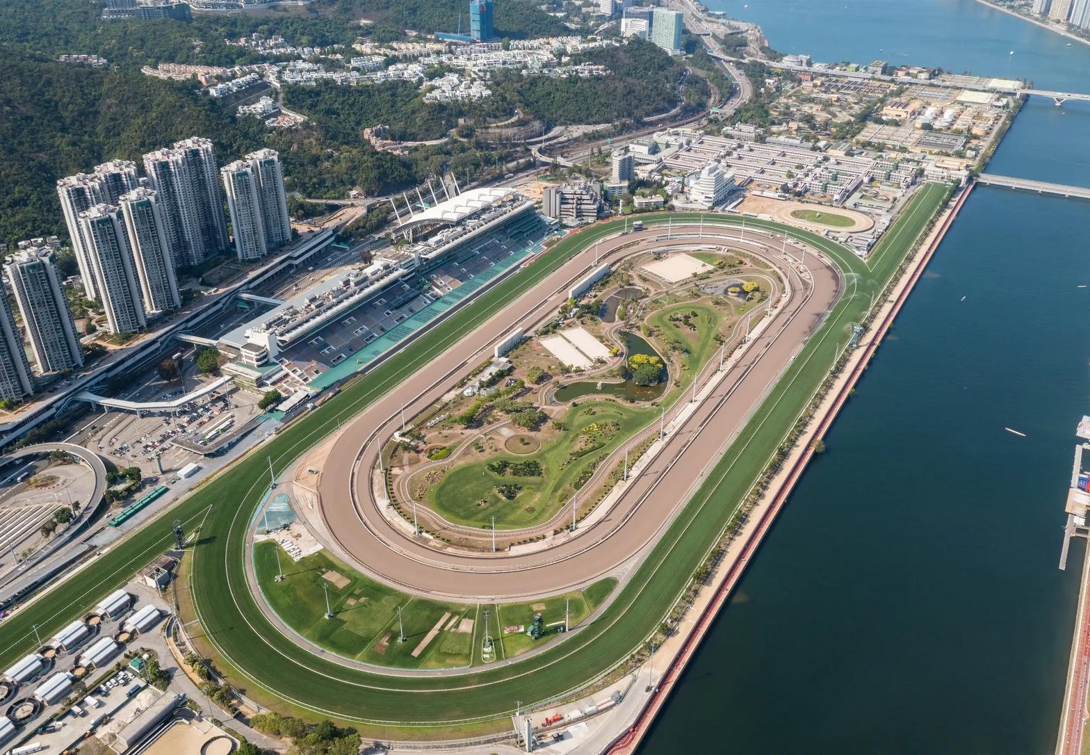 Aerial view of Sha Tin Racecourse, Hong Kong